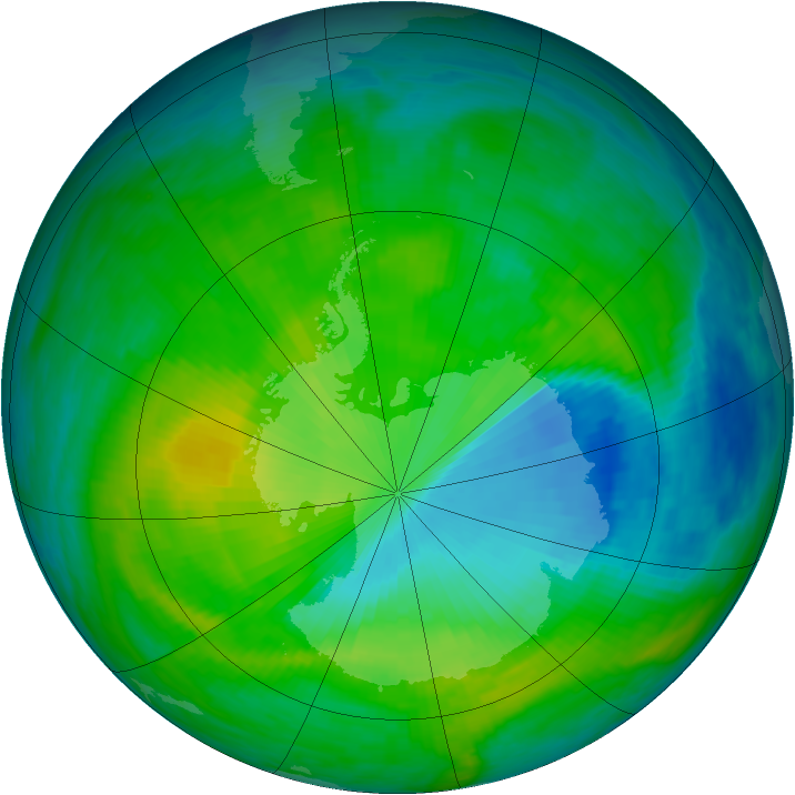 Antarctic ozone map for 05 December 1985